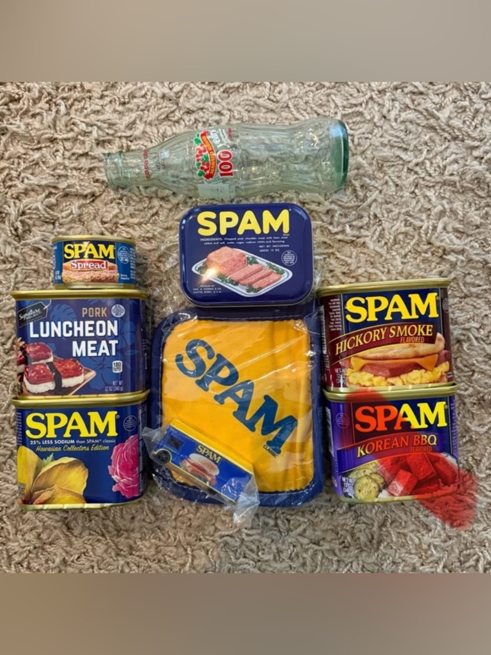 🌺2 SPAM Hawaii musubi spread hickory smoke truck bottle tin Korean BBQ potholder